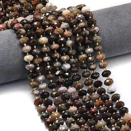 Природные окаменелое дерево бисер пряди G-P573-A32-01-1