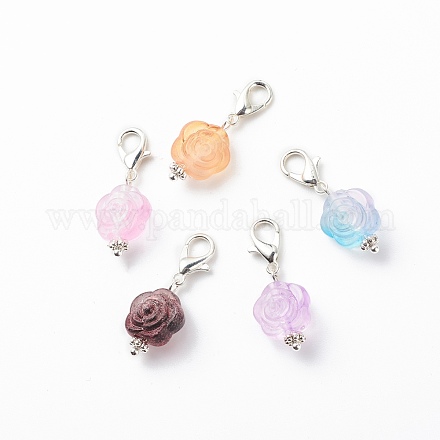 Акриловые розы подвески украшения HJEW-JM00739-02-1