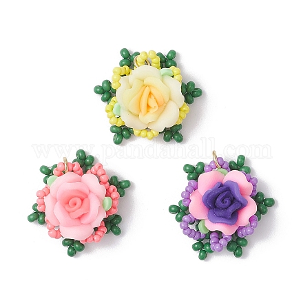 3 шт. подвески из стеклянных бусин PALLOY-MZ01012-1