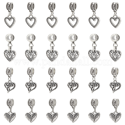 32шт 4 стиля сплава европейские висячие подвески в тибетском стиле FIND-UN0015-62-1