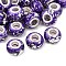 Opaque Resin Rondelle European Beads, with Silver Foill & Silver Tone Brass Double Cores, Large Hole Beads, Mauve, 13.8x8.5mm, Hole: 4.5~5mm