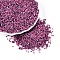 Spray Painted Picasso Cylinder Glass Seed Beads, Hot Pink, 1x1.7mm, Hole: 0.9~1mm