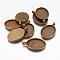 Alloy Pendant Cabochon Settings, Cadmium Free & Nickel Free & Lead Free, Oval Plain Edge Bezel Cups, DIY Findings for Jewelry Making, Antique Bronze, 39x25x3mm, Hole: 4mm