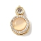 Rotatable Brass Micro Pave Cubic Zirconia Charms, with Resin, Flat Round, Golden, 14.5x9x7mm, Hole: 3x1mm