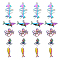 20Pcs 5 Style Rainbow Color Alloy Pendants, Fishbone & Fish & Shark & Octopus, 4pcs/style