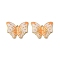 304 Stainless Steel Enamel Pendants, Ion Plating(IP), Butterfly Charm, Golden, White, 24.5x30x2mm, Hole: 1.5mm