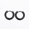 304 Stainless Steel Huggie Hoop Earrings, Hypoallergenic Earrings, with 316 Surgical Stainless Steel Pin, Electrophoresis Black, 9 Gauge, 15x16.5x3mm, Pin: 1mm, Inner Diameter: 10mm