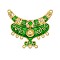 Golden Tone Alloy Enamel Chandelier Links, with Crystal AB Rhinestone, Lime Green, 53.5x64x6mm, Hole: 2mm