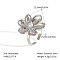 304 Stainless Steel Flower Cuff Ring for Women, with Imitation Pearl, Stainless Steel Color, Inner Diameter: Adjustable