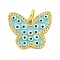 Brass Micro Pave Clear Cubic Zirconia Pendants, with Enamel, Cadmium Free & Nickel Free & Lead Free, Real 18K Gold Plated, Butterfly, Sky Blue, 17x19x2.5mm, Hole: 4mm