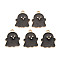 Alloy Enamel Pendants, Cadmium Free & Lead Free, Light Gold, Ghost, Black, 21.5x17x1.5mm, Hole: 1.8mm