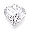 Textured Acrylic Pendants, Heart Charms, Silver, 34.5x31.5x11.5mm, Hole: 5mm