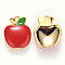 Alloy Enamel Charms, Apple, Light Gold, Red, 15x12x3mm, Hole: 0.9mm