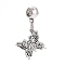 Tibetan Style Alloy European Dangle Charms, Large Hole Beads, Butterfly Shape, Antique Silver, 40mm, Hole: 5.5mm, Pendant: 19.5x20x2.5mm