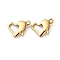 304 Stainless Steel Clasps, Heart, Real 14K Gold Plated, 10x14x3.5mm, Hole: 1.2mm