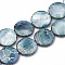 Freshwater Shell Beads Strands, Dyed with Drawbench, Flat Round, Teal, 14~14.5x2~3mm, Hole: 0.8mm, about 29~30pcs/strand,14.9 inch