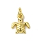 Real 18K Gold Plated Brass Pave Clear Cubic Zirconia Pendants, Cadmium Free & Nickel Free & Lead Free, with Jump Rings, Turtle, 11x9x2.5mm, Hole: 3mm