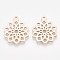 201 Stainless Steel Pendants, Flower, Rose Gold, 19x16x1mm, Hole: 1.4mm