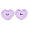 Smiley Face Resin Cabochons, Heart, Lilac, 23x26.5x4.5mm