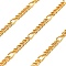 Brass Figaro Chains, Cadmium Free & Nickel Free & Lead Free, Soldered, with Card Paper, Real 18K Gold Plated, 7x3x1.5mm and 4x3x1.5mm, about 3.28 Feet(1m)/pc