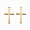 Ion Plating(IP) 304 Stainless Steel Charms, Cross Pendants, Golden, 15.5x9.5x0.8mm, Hole: 1mm