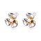 Brass ABS Imitation Pearl Stud Earrings, Flower, Nickel Free, Real Platinum Plated, 16.5x17mm
