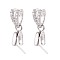 925 Sterling Silver Micro Pave Cubic Zirconia Ice Pick Pinch Bails, Platinum, 16~17x4.5mm, Hole: 5.5x3mm, Pin: 0.5mm