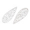 Rack Plating Brass Filigree Pendants, Long-Lasting Plated, Teardrop, Nickel Free, Platinum, 45x17.5x0.4mm, Hole: 1.3mm