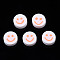 Handmade Polymer Clay Beads, for DIY Jewelry Crafts Supplies, Flat Round with Smiling Face, Light Salmon, 10x4~4.5mm, Hole: 1.8mm