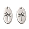 Non-Tarnish 304 Stainless Steel Charms, Oval with Coconut Tree Charm, Stainless Steel Color, 12x6x1mm, Hole: 1mm