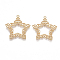 Brass Links connectors, Nickel Free, Real 18K Gold Plated, Star, 26x25x1.5mm, Hole: 1mm