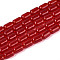 Transparent Glass Beads Strands, Barrel, Dark Red, 6~6.5x4~5mm, Hole: 0.7~0.8mm, about 64~65pcs/strand, 15.75~15.94''(40~40.5cm)