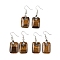 Natutal Tiger Eye Dangle Earrings, with Rack Plating Brass Earring Hooks, Lead Free & Cadmium Free, Rectangle, 49x18mm