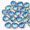 K9 Glass Pendants, Imitation Tourmaline, with Golden Tone Brass Findings, Faceted, Heart, Deep Sky Blue, 20x16.5x8mm, Hole: 2mm