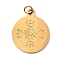 304 Stainless Steel Pendants, Flat Round Charms, Ion Plating(IP), Real 18K Gold Plated, Moon, 18x15x1.2mm, Hole: 2.5mm