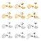 24Pcs 12 Style Ion Plating(IP) 304 Stainless Steel Stud Earring Findings, with Friction Earring Backs & Hole, Textured, Flat Round, Golden & Stainless Steel Color, 10x1mm, Hole: 1.2~1.4mm, Pin: 0.7~0.8mm, 2Pcs/style