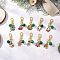 10Pcs 10 Styles Christmas Theme Alloy Enamel Pendant Decoration, with Aluminum Bell Charms and Alloy Swivel Lobster Claw Clasps, Mixed Color, 55~60mm, 1pc/style