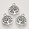 Tibetan Style Alloy Pendants,  Cadmium Free & Lead Free, Flat Round with Tree of Life, Antique Silver, 13.5x10x1.5mm, Hole: 1.2mm