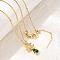 Christmas Tree Brass Micro Pave Cubic Zirconia Pendants Necklaces, Rack Plating, Long-Lasting Plated, Cadmium Free & Lead Free, Real 18K Gold Plated, 18.11 inch(46cm), Christmas Tree: 21.5x11mm