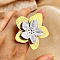 Flower 304 Stainless Steel Finger Rings, Statement Rings for Women, Golden & Stainless Steel Color, Flower: 48.5x50mm, Inner Diameter: 17mm