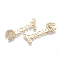 Brass Micro Pave Cubic Zirconia Links, Word Duang, Clear, Nickel Free, Real 18K Gold Plated, 28x9x2mm, Hole: 1mm