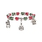 Glass Pearl Beaded Stretch Bracelet, Christmas Tree & Santa Claus & Gift Box Alloy Charm Bracelet for Women, Colorful, Inner Diameter: 2-1/4 inch(5.7cm)