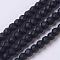 Synthetic Black Stone Beads Strands, Faceted, Frosted, Round, Black, 4mm, Hole: 0.5mm, about 95pcs/strand, 14.17''~14.37''(36~36.5cm)