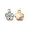 Alloy Enamel Pandants, Lead Free & Cadmium Free, Light Gold, Flower Charm, Light Blue, 10x8x2.5mm, Hole: 1.4mm