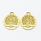 Tibetan Style Alloy Tree of Life Pendants, Lead Free & Cadmium Free, Flat Round, Antique Golden, 28x24x2mm, Hole: 4.5x2mm