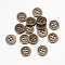 Alloy Buttons, 4-Hole, Flat Round, Tibetan Style, Antique Bronze, 12.5x1.5mm, Hole: 1mm