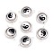 Polymer Clay Beads with CCB Plastic Frame Connector Charms, with Brass Double Loops, Platinum, Black and White, Yin-yang, 21~22x15x4~5mm, Hole: 1.5~2mm
