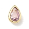 Teardrop Brass Micro Pave Cubic Zirconia Cabochons, Rack Plating, Long-Lasting Plated, Lead Free & Cadmium Free, Real 18K Gold Plated, Pink, 7.5x5x3mm