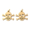 Ion Plating(IP) 304 Stainless Steel Pendants, with Jump Ring, Laser Cut, Skull Charm, Real 18K Gold Plated, 13.5x15.5x1mm, Hole: 2.8mm