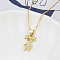 Brass Micro Pave Clear Cubic Zirconia Girl Pendant Necklaces, Golden, 17.32 inch(44cm)